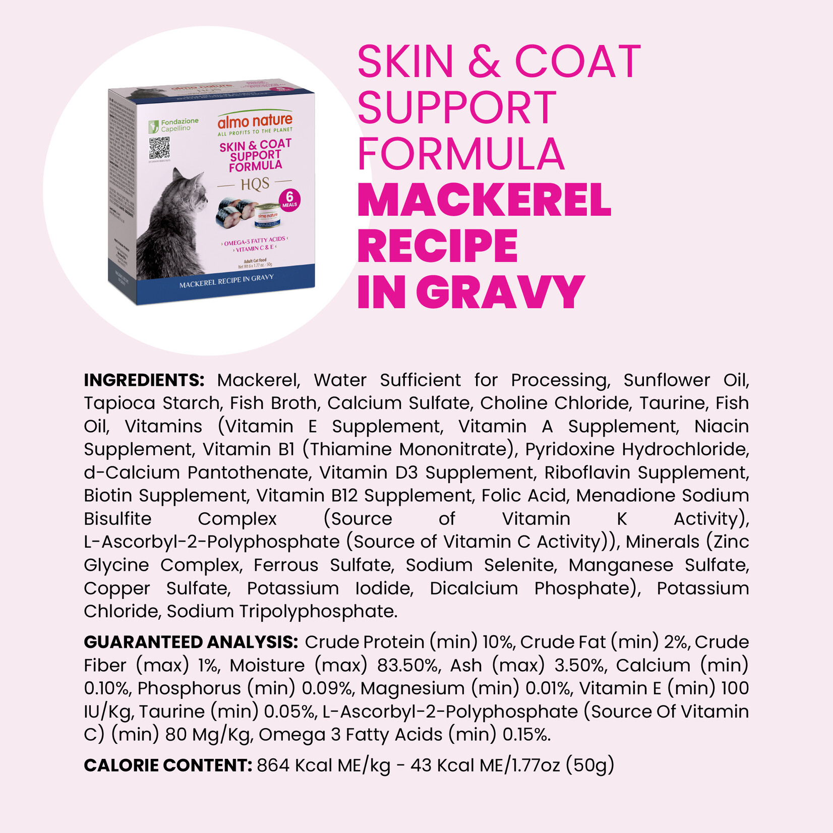 Almo Nature Almo Nature Functionals: Skin & Coat: Mackerel 6x50g