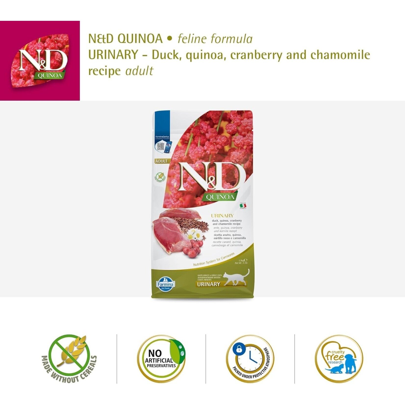 Farmina Farmina Quinoa: Urinary Duck Adult Cat 3.3lb