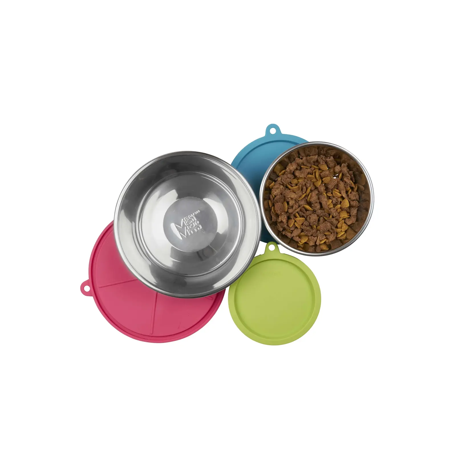 Messy Mutts Messy Mutts: Stainless Saucer with Silicone Lids: 6pc Set