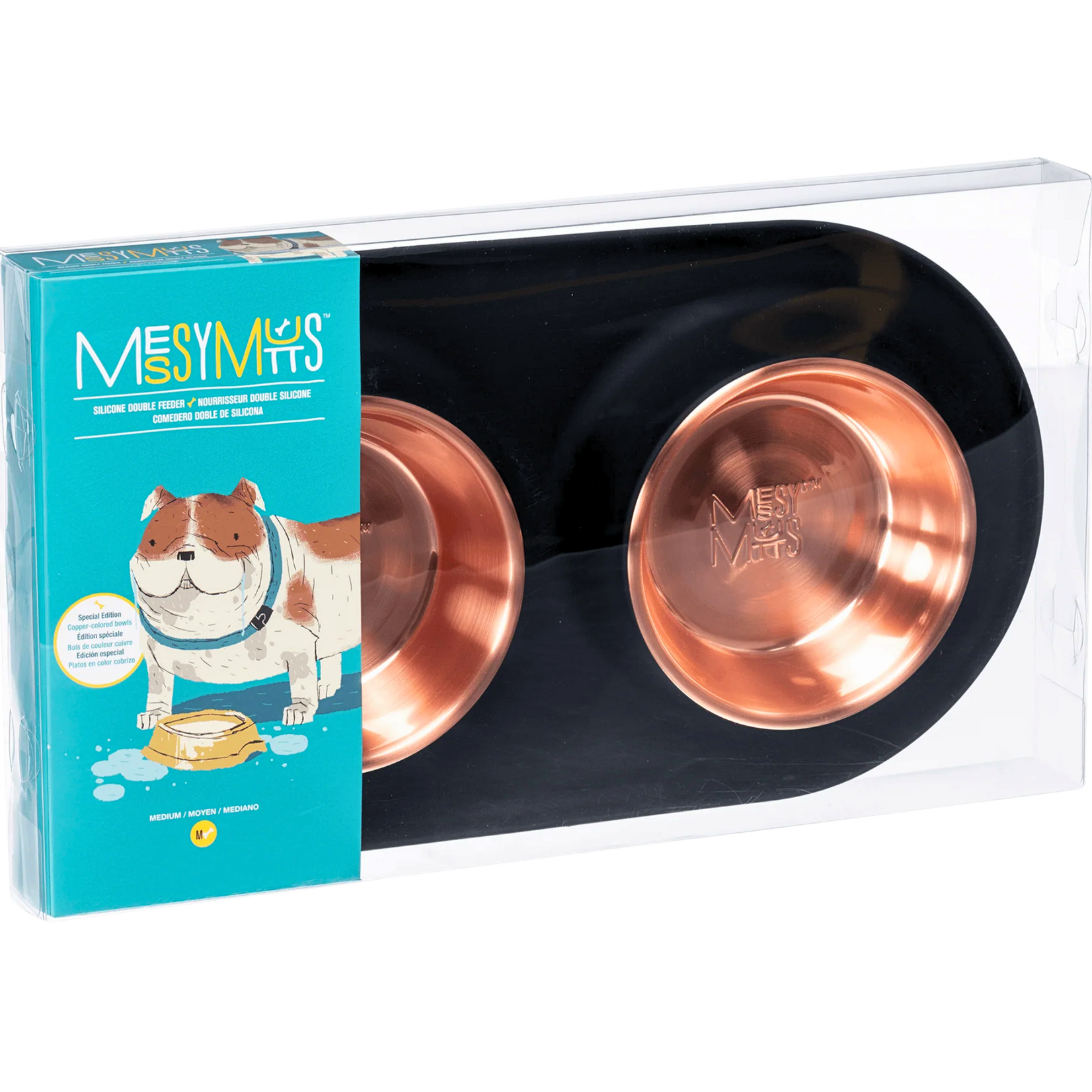 Messy Mutts Messy Mutts: Double Silicone Feeder: Stainless Copper Saucers