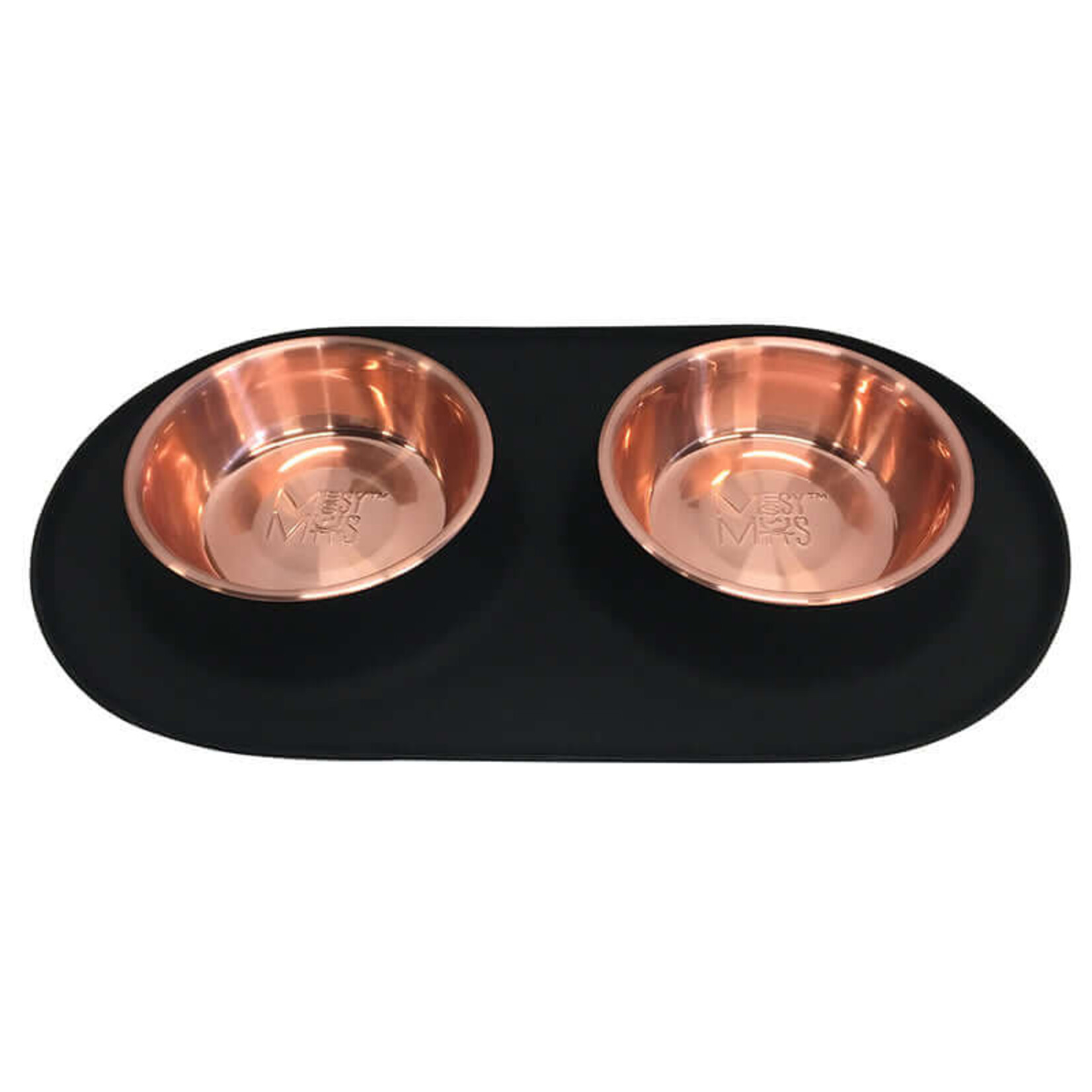 Messy Mutts Messy Mutts: Double Silicone Feeder: Stainless Copper Saucers