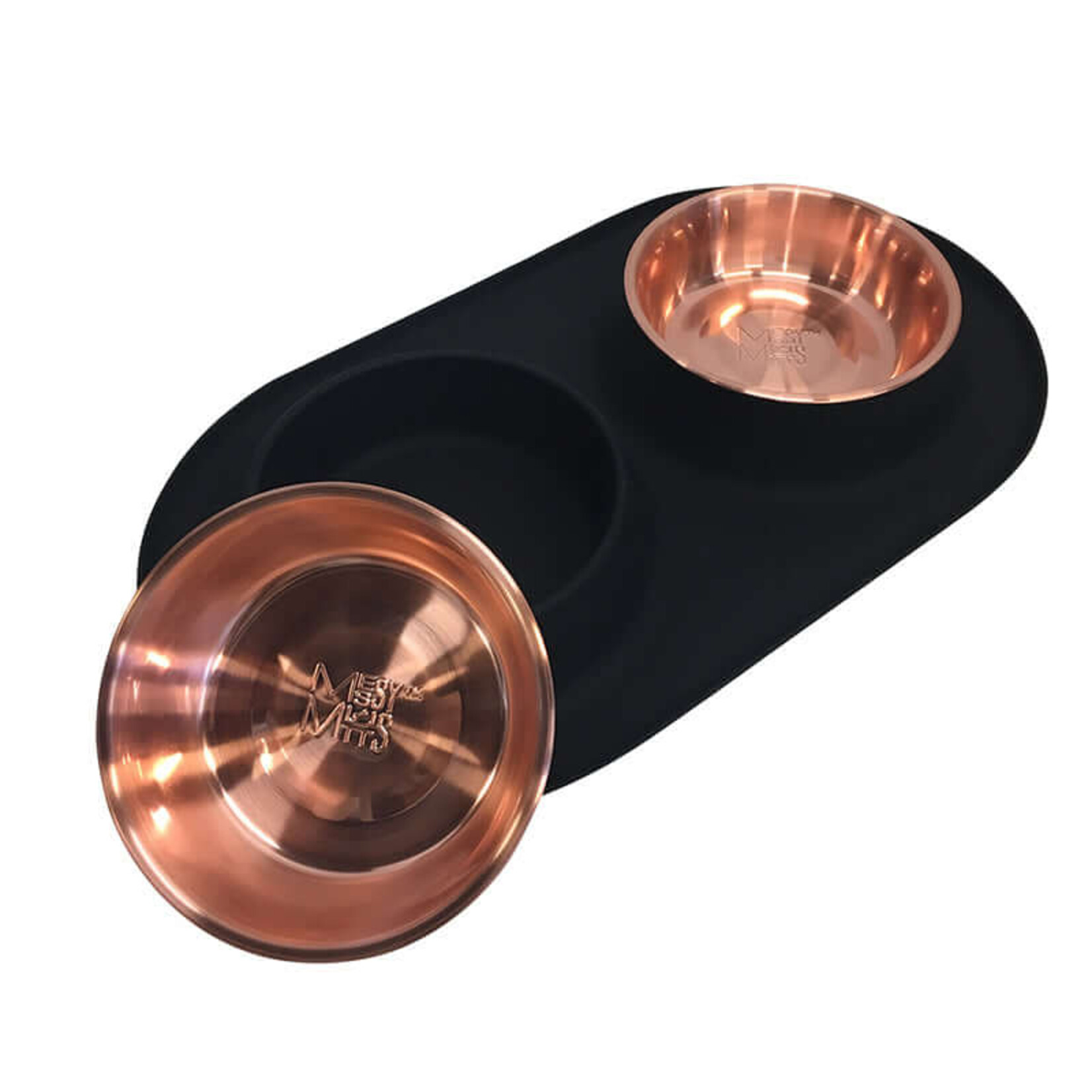 Messy Mutts Messy Mutts: Double Silicone Feeder: Stainless Copper Saucers