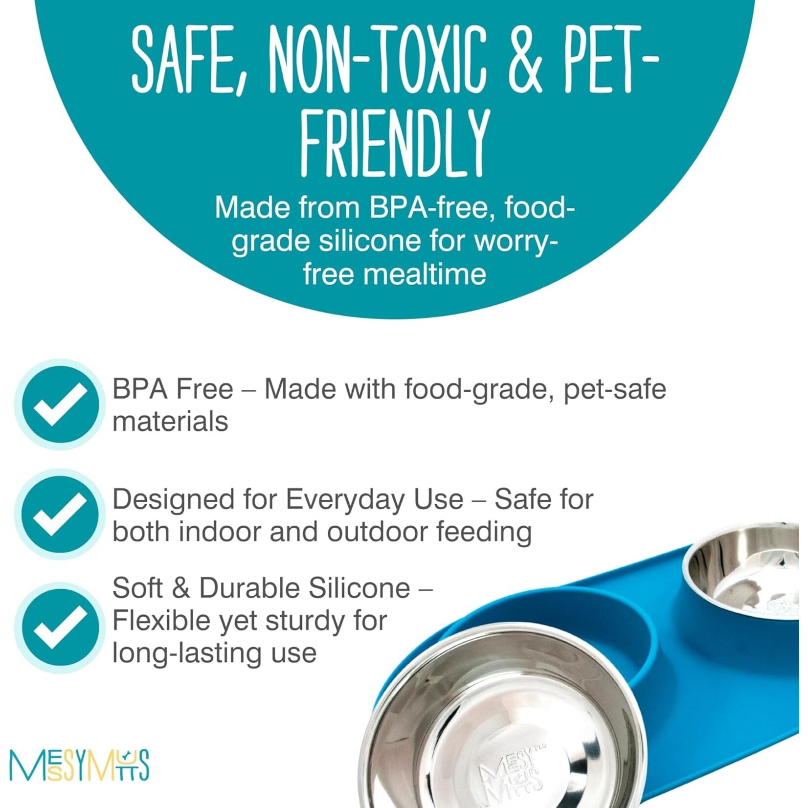 Messy Mutts Messy Mutts: Double Silicone Feeder: Stainless Saucer M