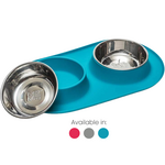 Messy Mutts Messy Mutts: Double Silicone Feeder: Stainless Saucer M