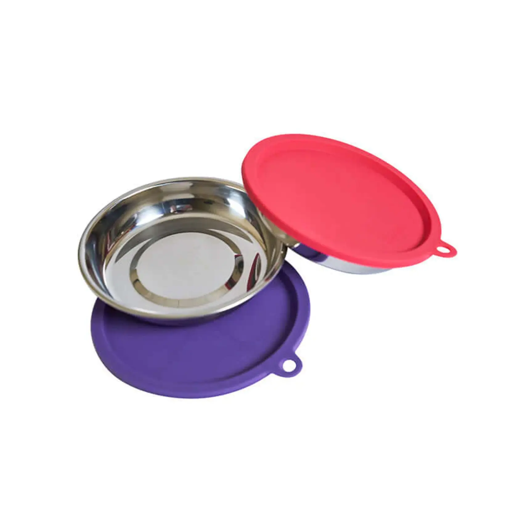 Messy Cats Messy Cats: Stainless Saucers with Silicone Lids: 4pc Set