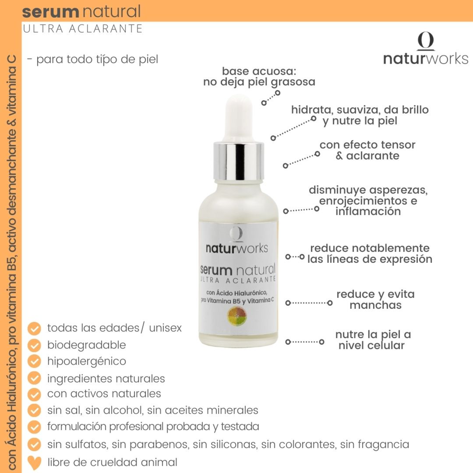 Naturworks Suero Naturworks Ultra aclarante con vitamina C y acido hialuronico 30 ml