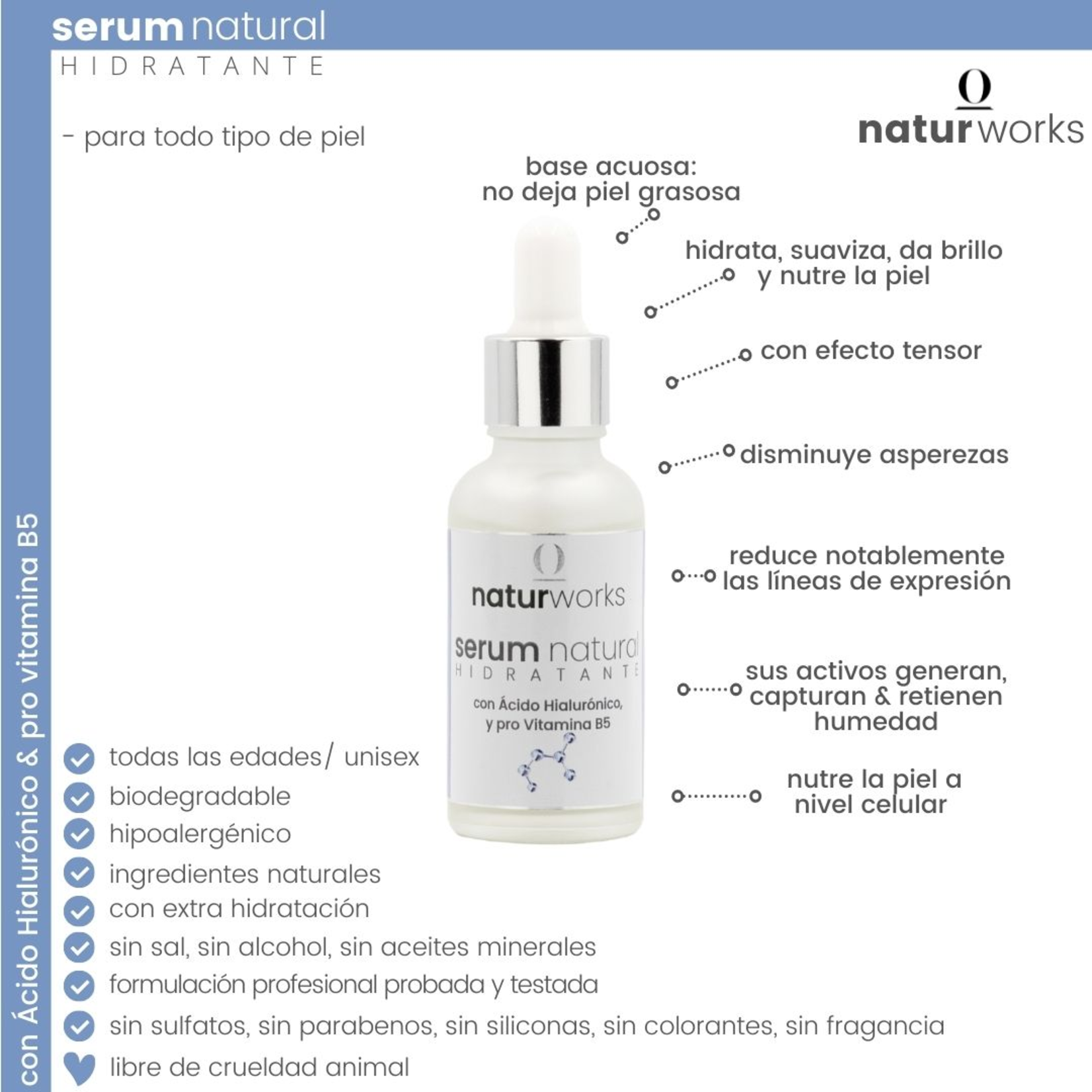 Naturworks Suero Naturworks Hidratante con acido hialuronico 30 ml
