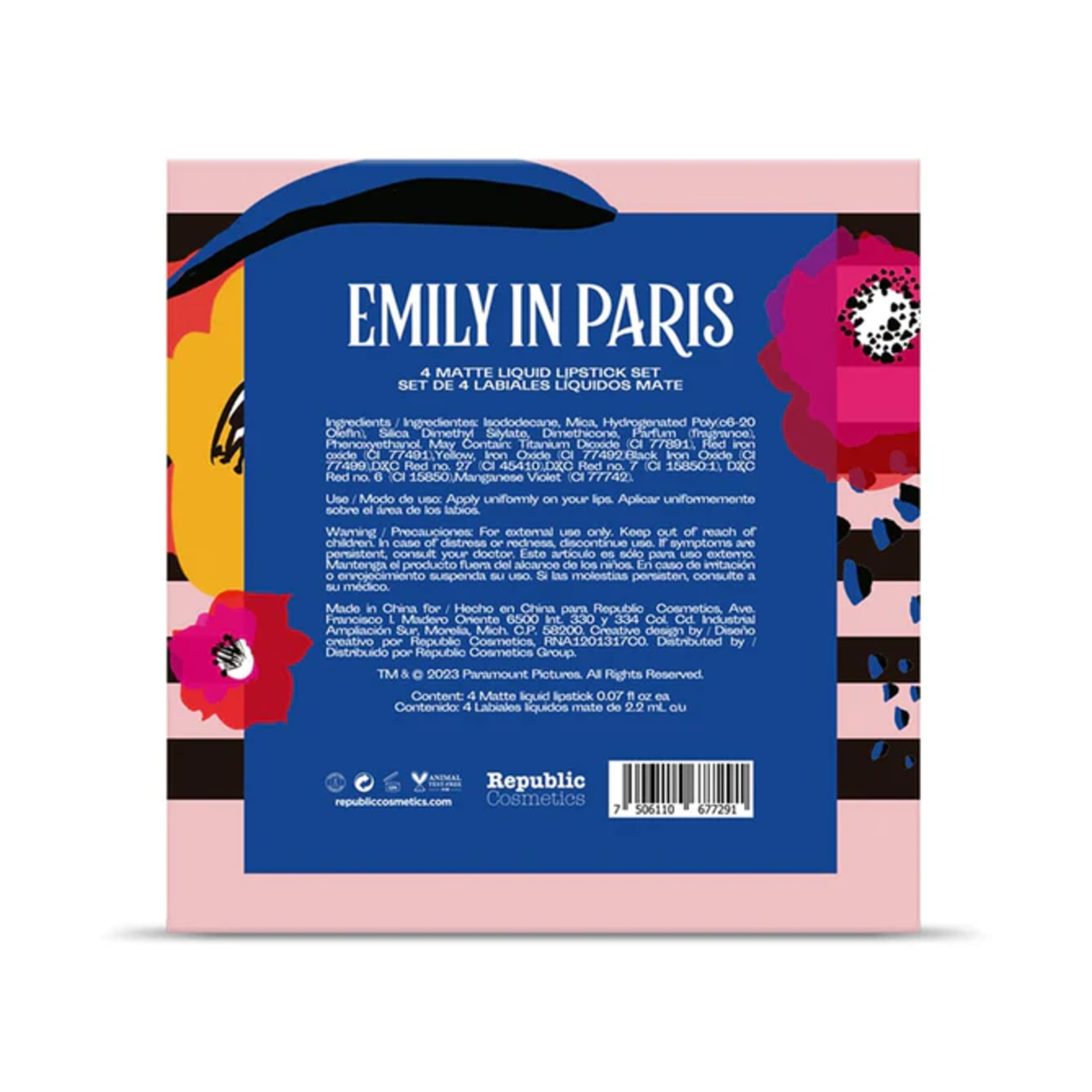 Republic Cosmetics Set labiales liquidos mate Emily in Paris 4 piezas