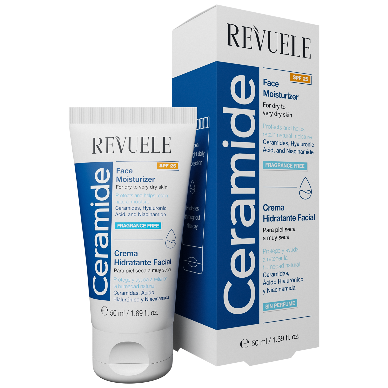 Revuele Crema hidratante facial Ceramide FPS 25 piel seca a muy seca 50 ml