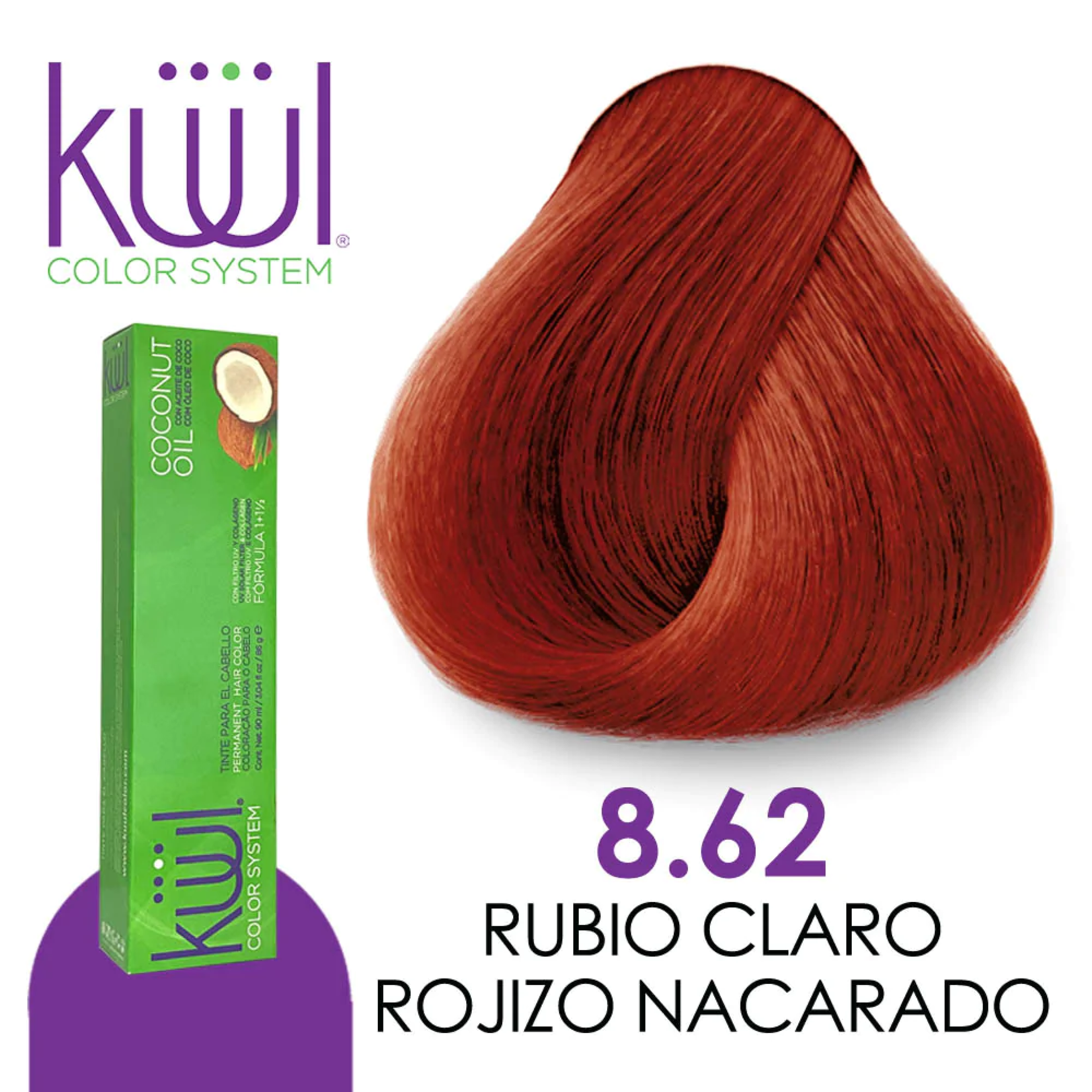 Kuul Tinte para cabello Kuul 8.62 Rubio claro rojo nacarado