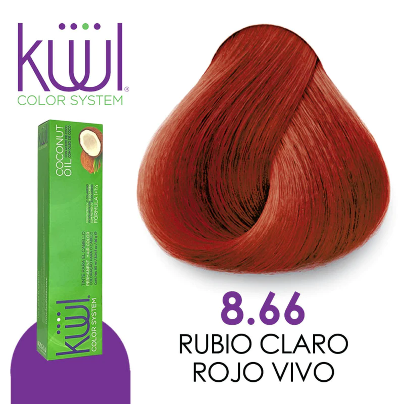 Kuul Tinte para cabello Kuul 8.66 Rubio claro rojo intenso