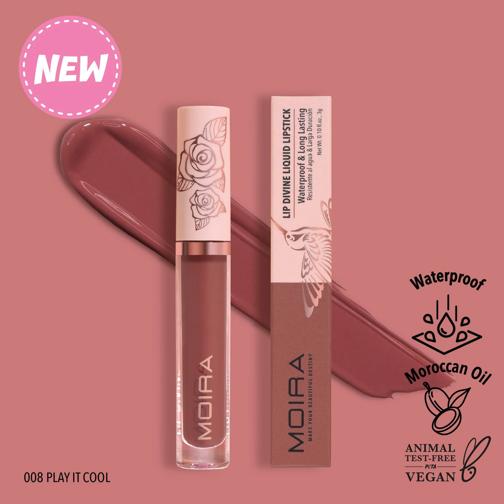 Moira Labial liquido mate Moira 008 Play it cool