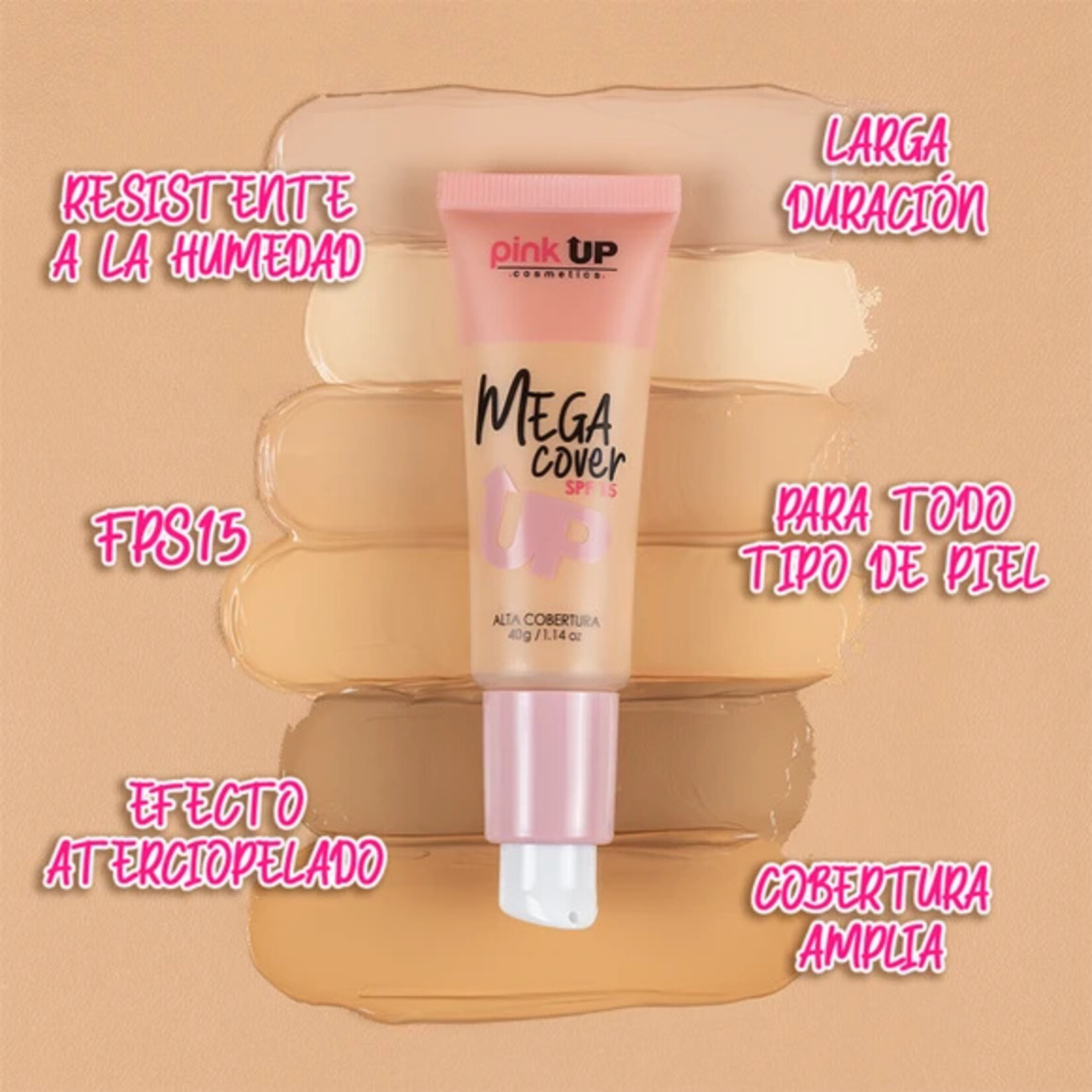 Pink Up Maquillaje liquido Pink Up Mega Cover 500 Tan