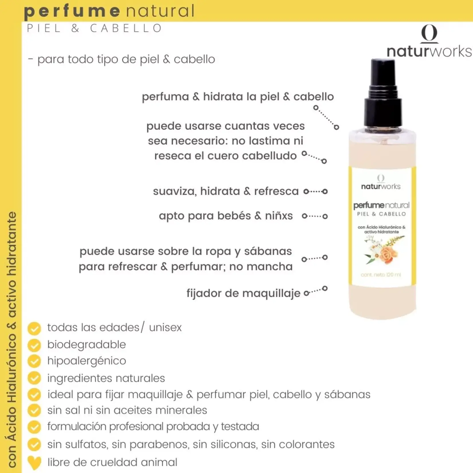 Naturworks Perfume natural piel y cabello Naturworks Flores 120 ml