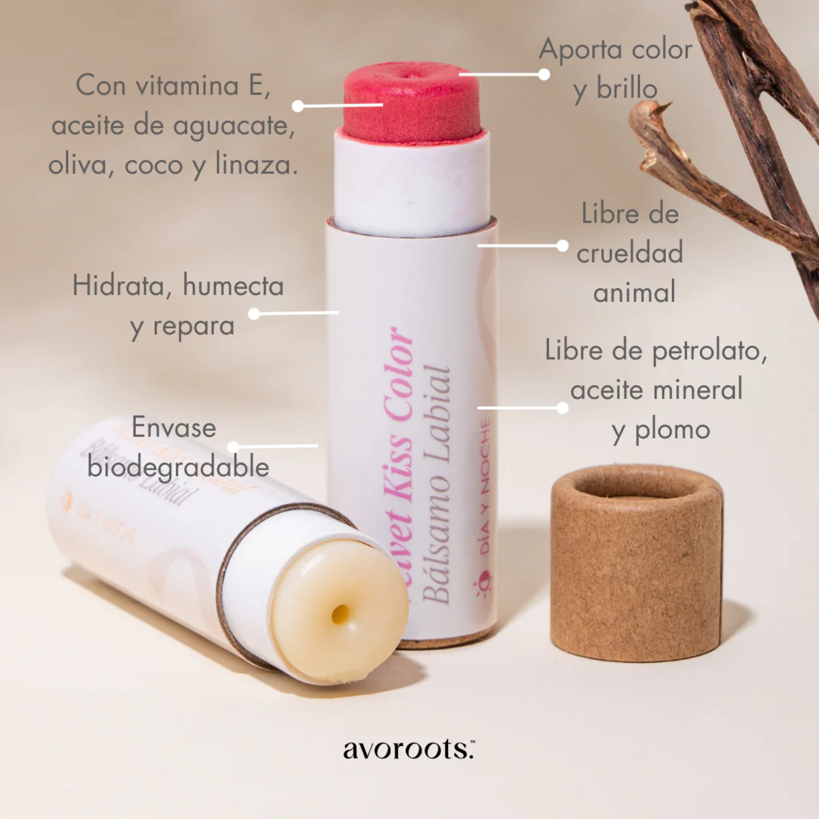 Avoroots Balsamo labial en barra Avoroots Color