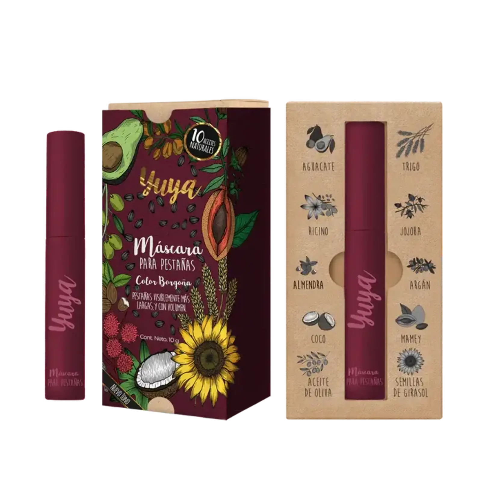 Yuya Mascara de pestañas Yuya 10 aceites naturales Borgoña