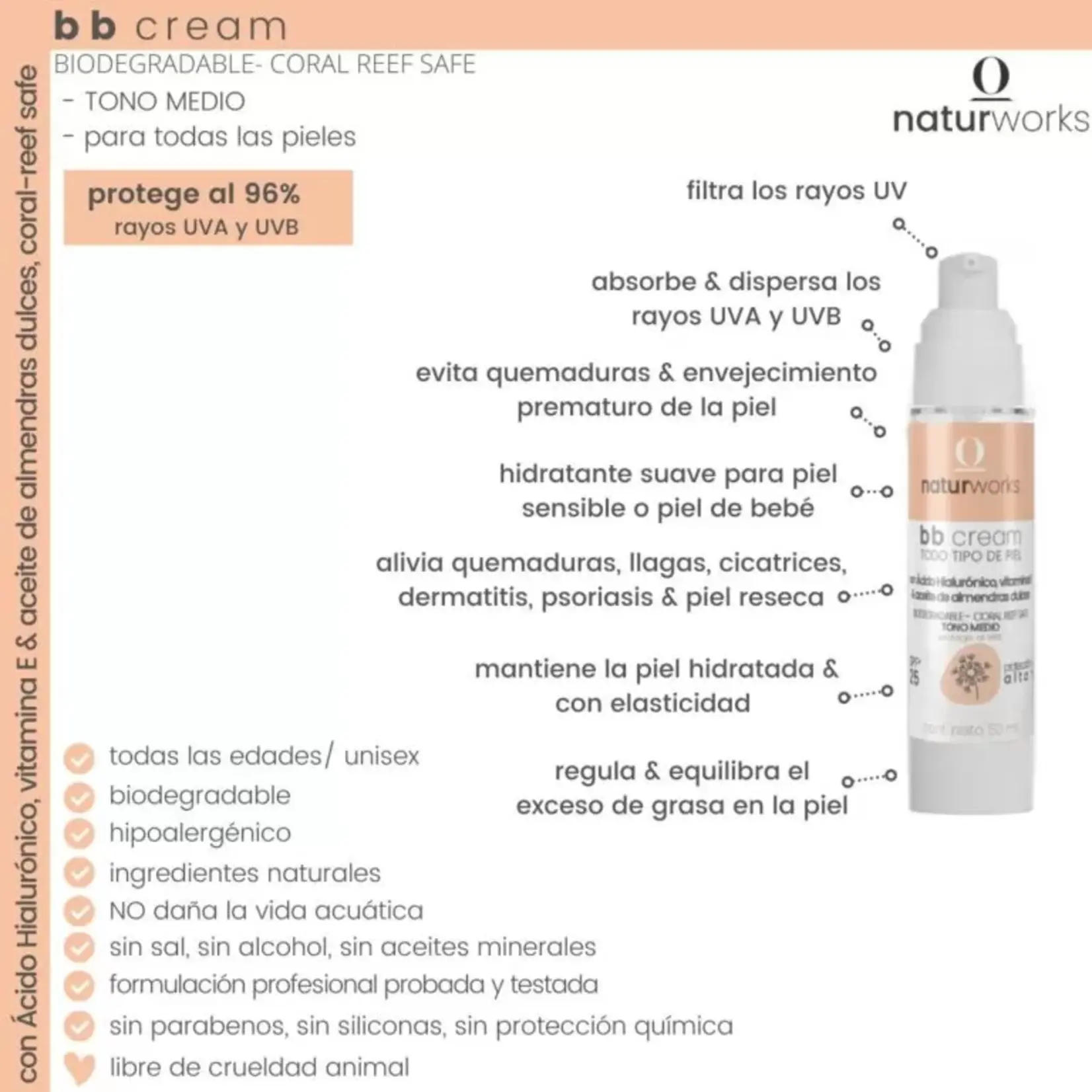 Naturworks Protector solar Liquido Naturworks SPF 25 Medio 50 ml