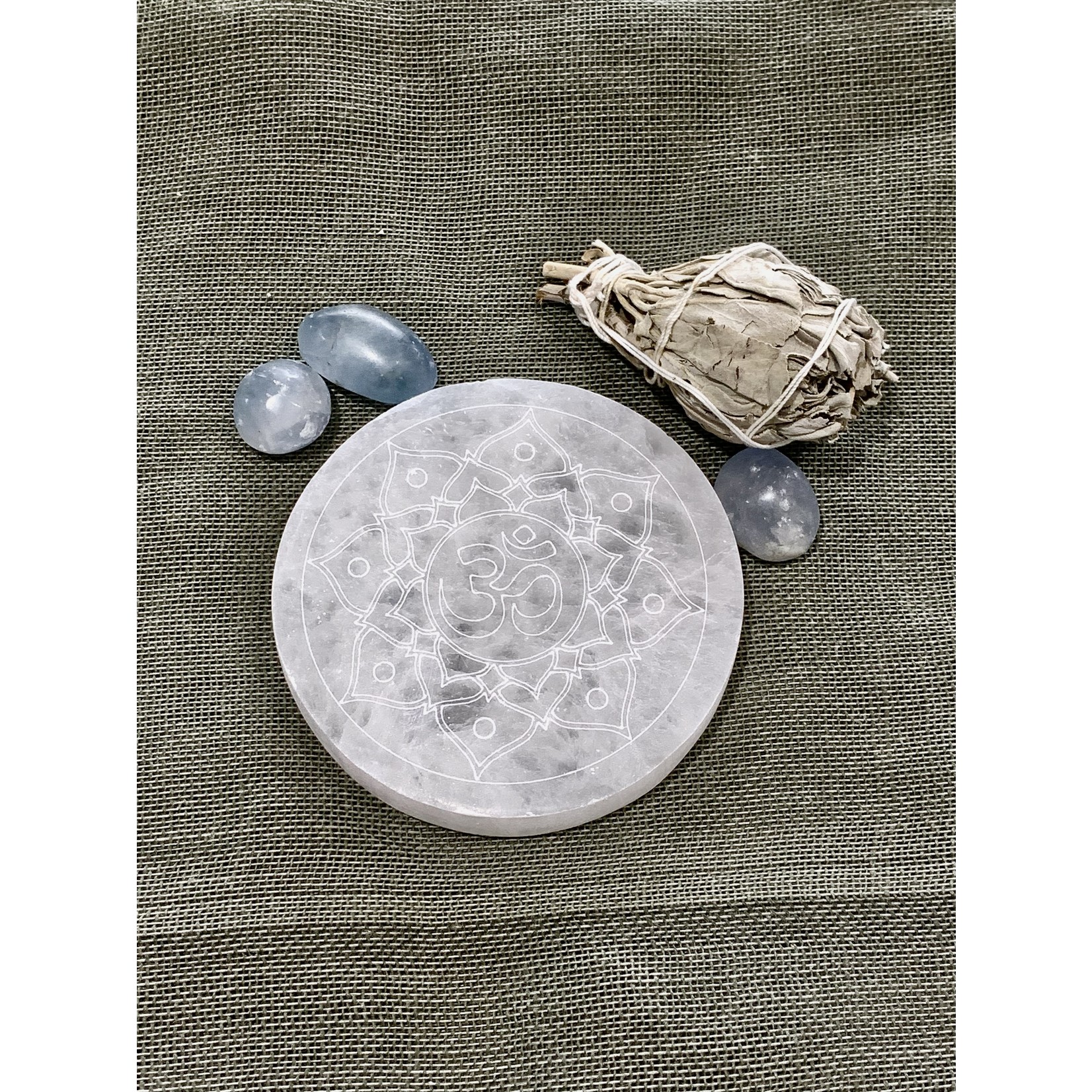 Selenite Disk - 10cmRoundOM