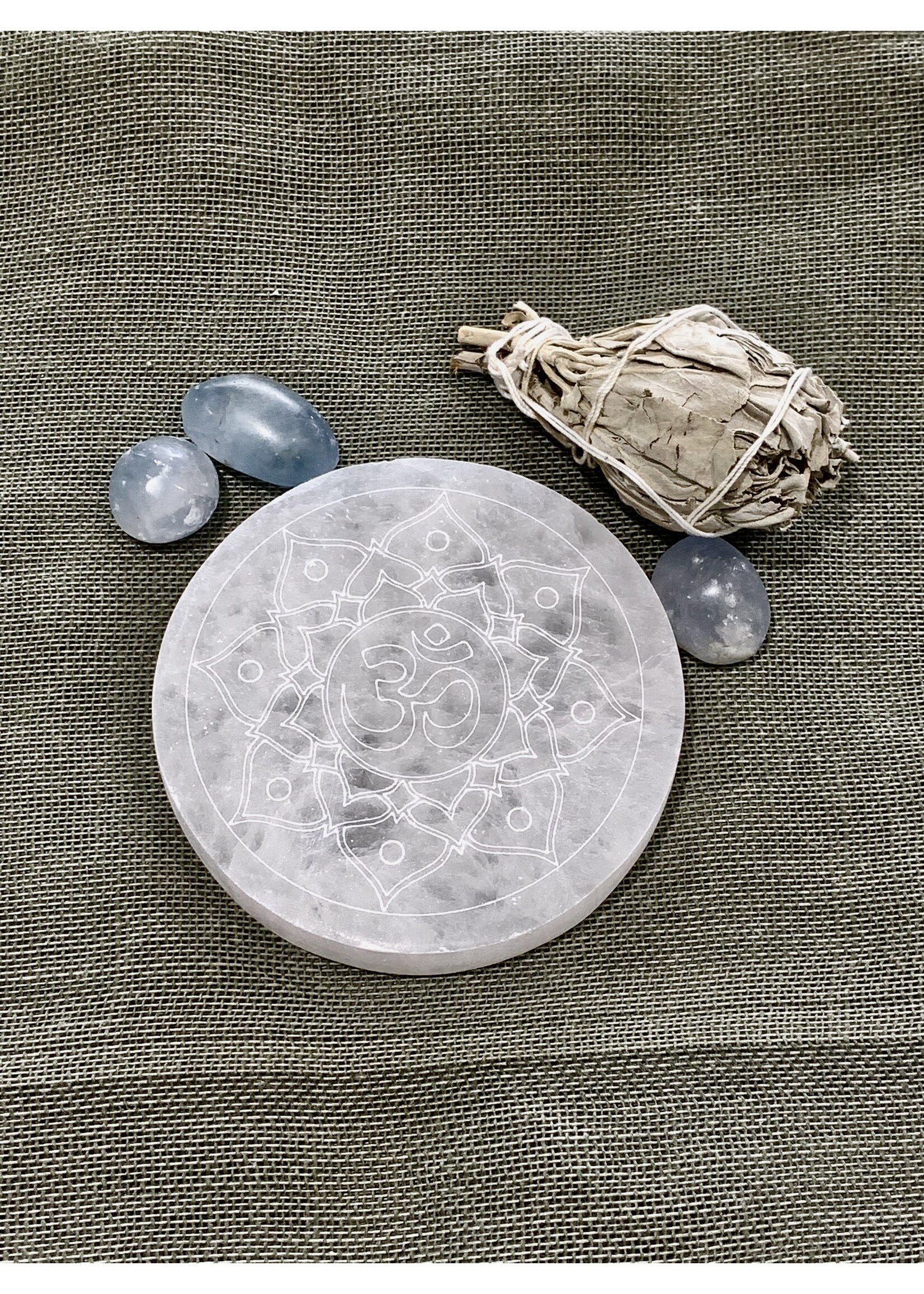Selenite Disk - 10cmRoundOM