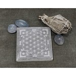 Selenite Disk - SquareSeedOfLife