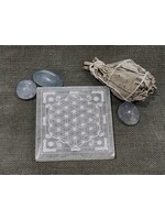 Selenite Disk - SquareSeedOfLife