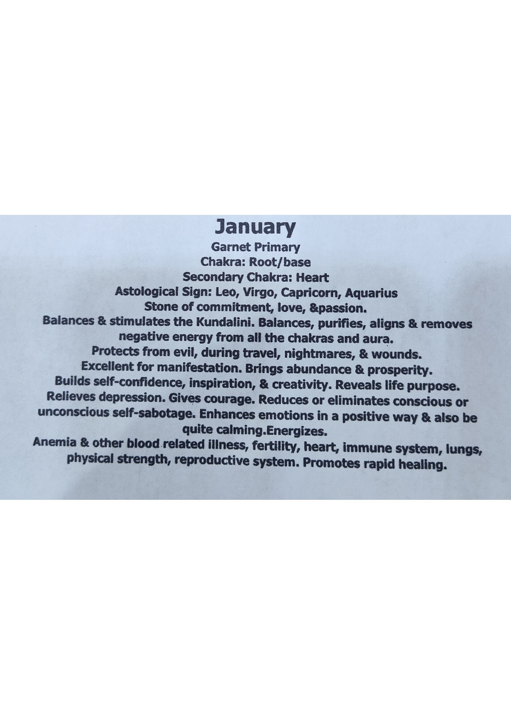 Month Stone Bags - January