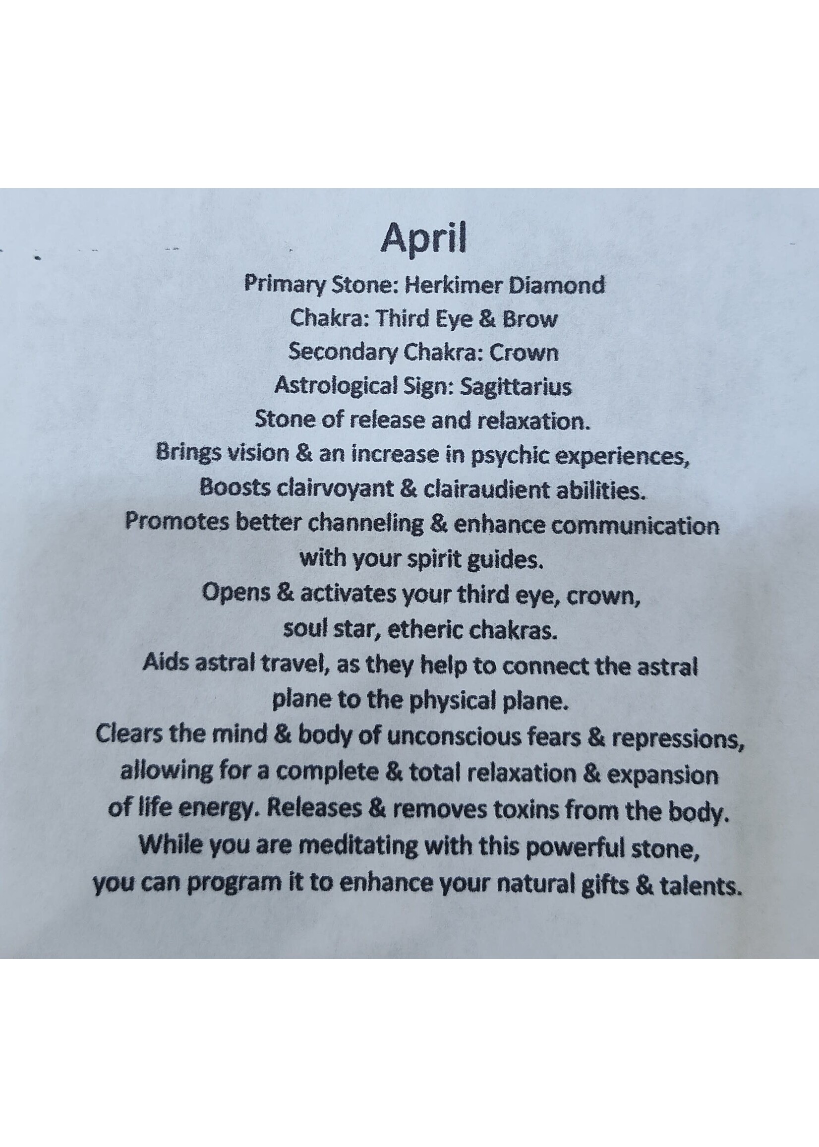 Month Stone Bags - April