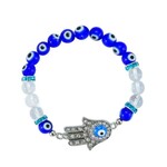 Evil Eye Bracelet W/ Fatima Hand - Dark Blue