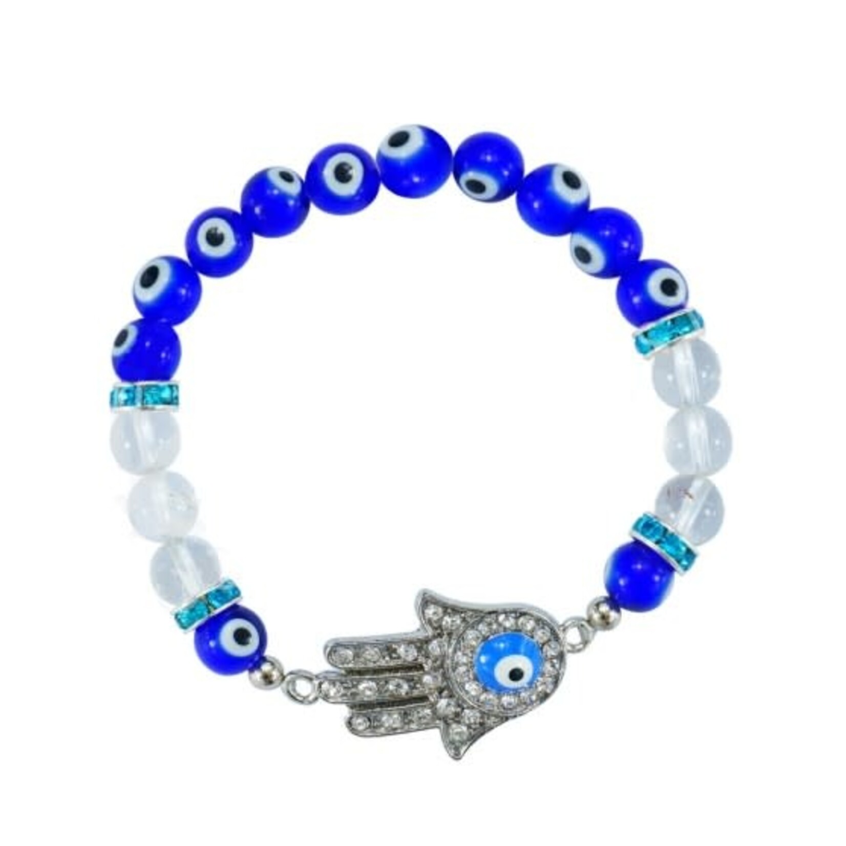 Evil Eye Bracelet W/ Fatima Hand - Dark Blue
