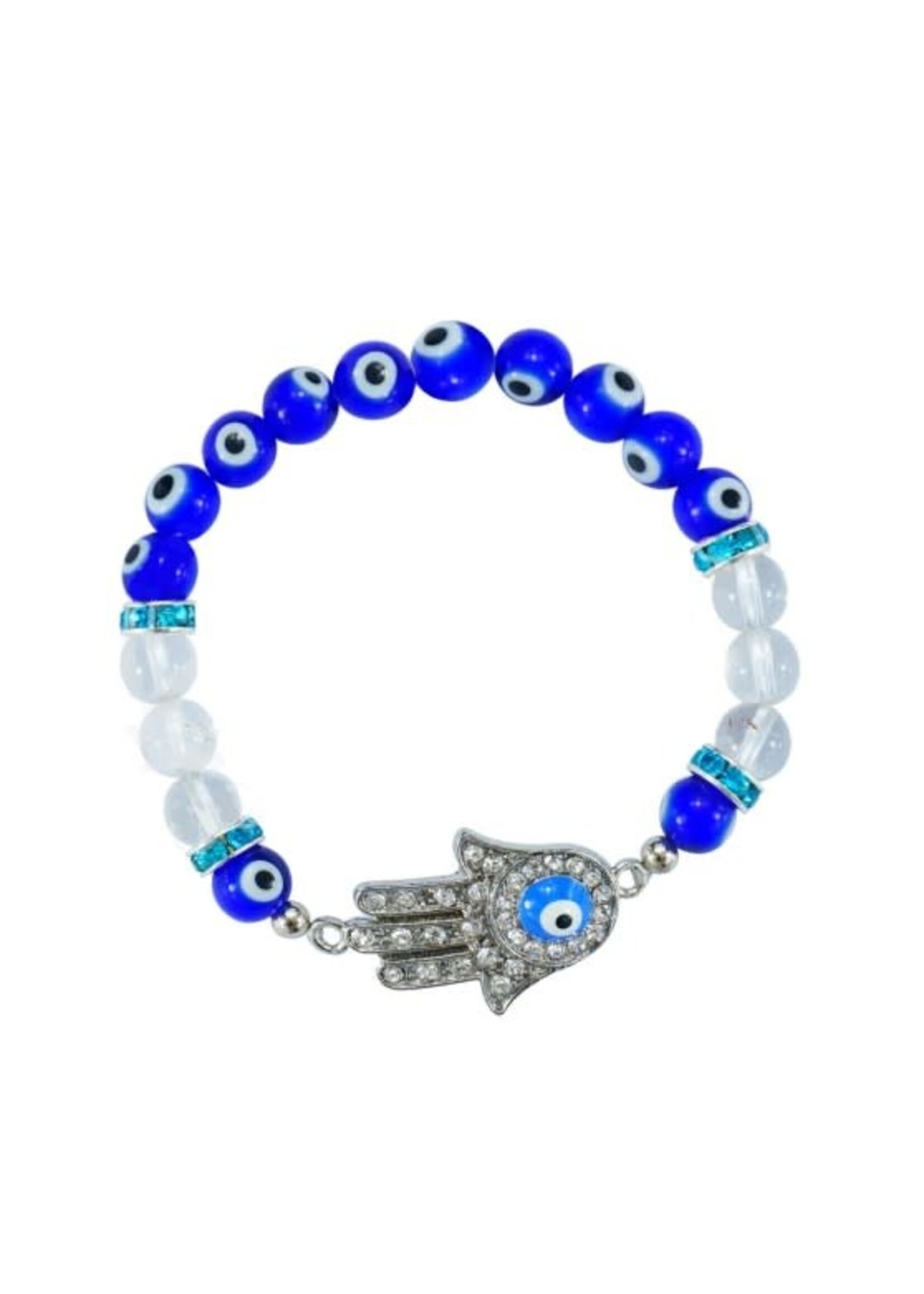 Evil Eye Bracelet W/ Fatima Hand - Dark Blue