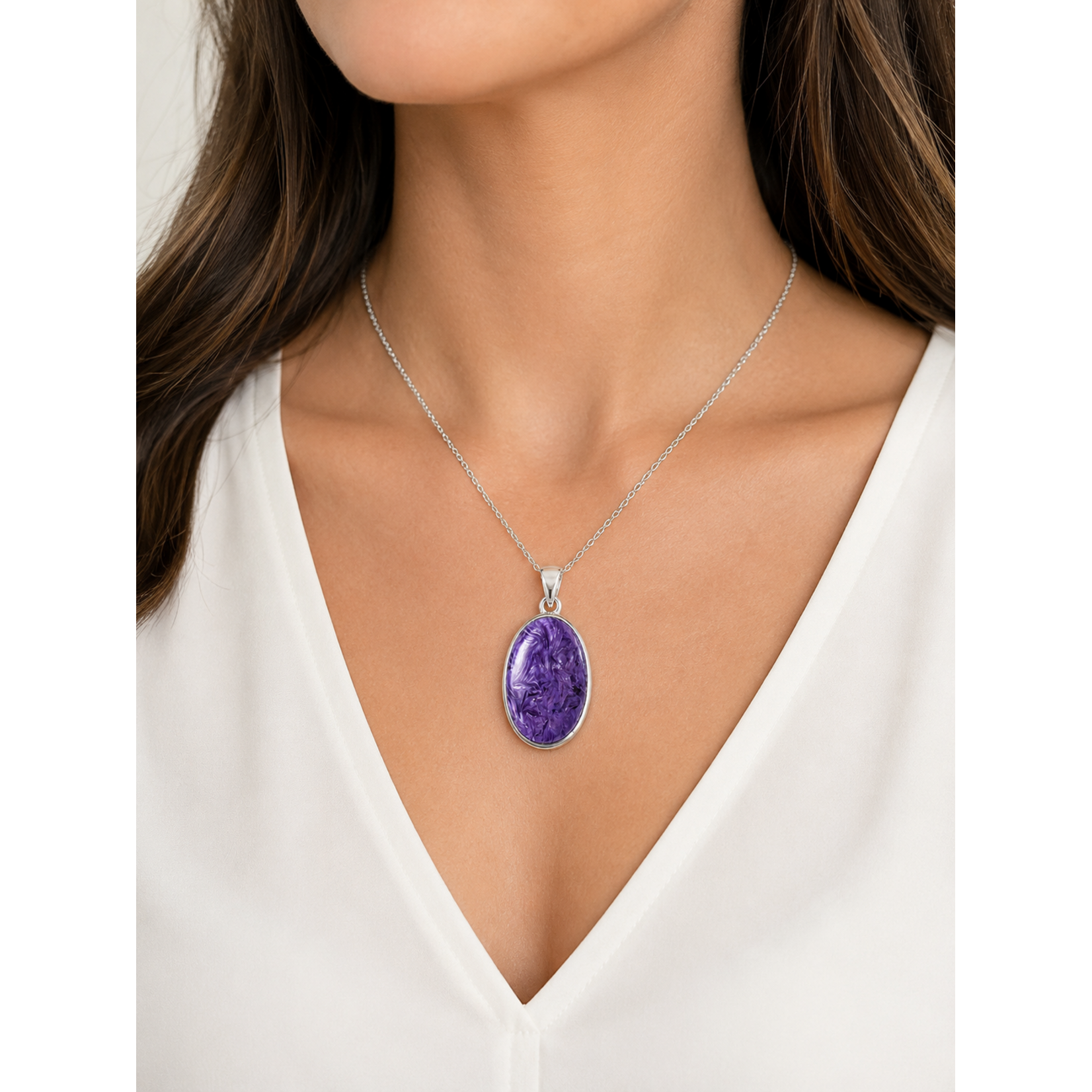 SS Charoite Pendant
