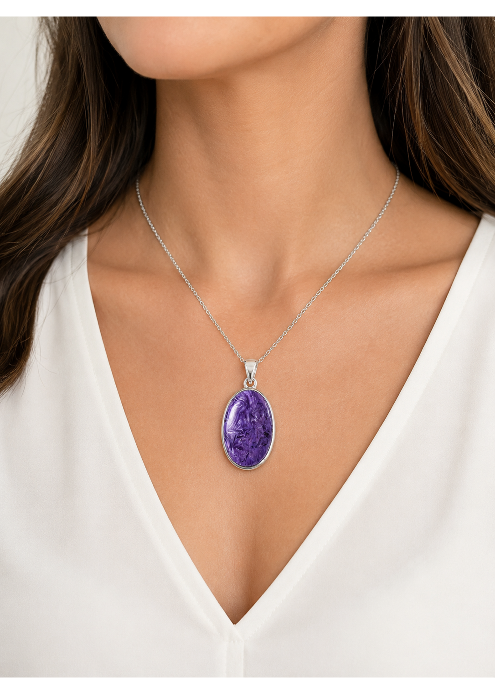 SS Charoite Pendant