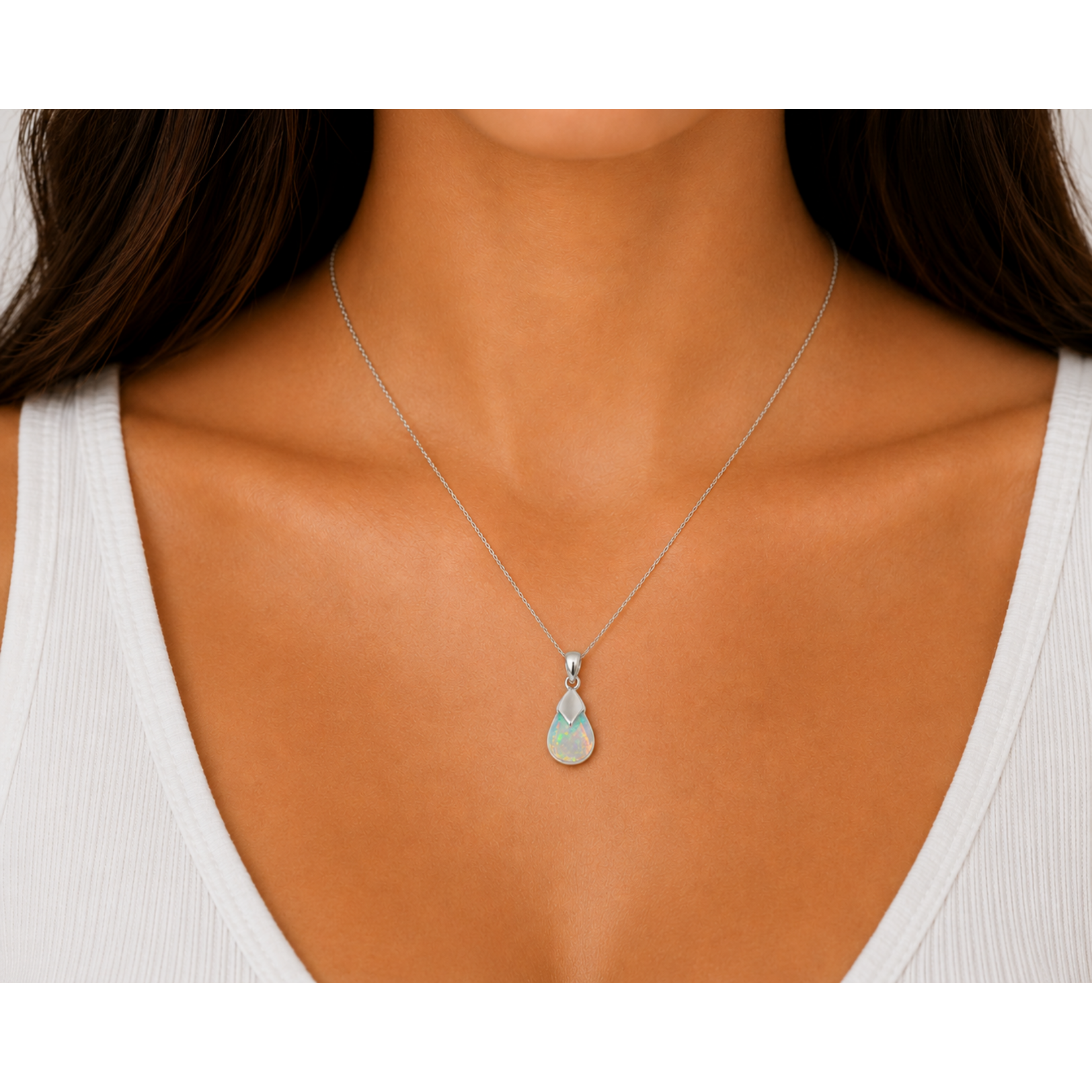 SS Opal  Pendant