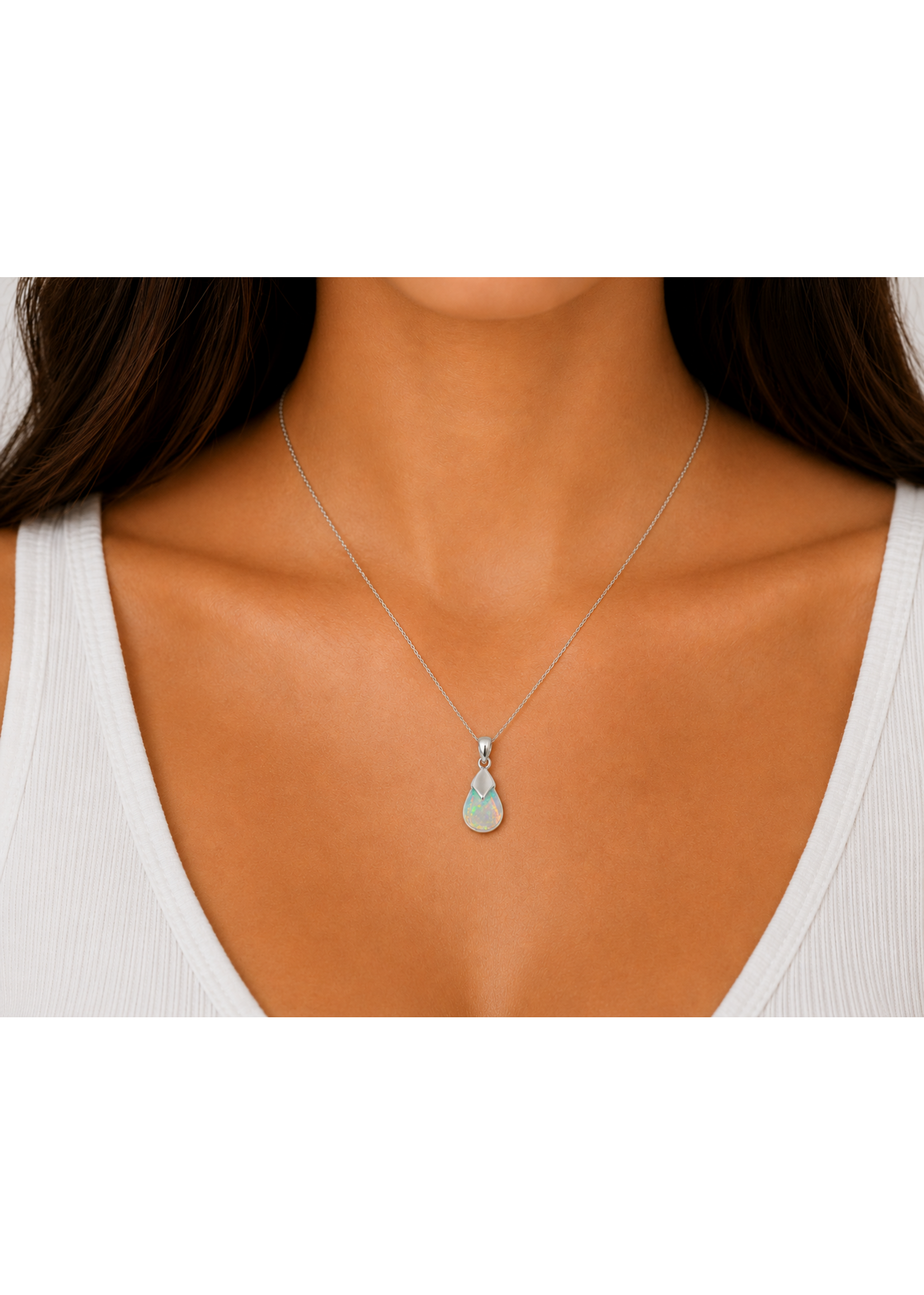 SS Opal  Pendant