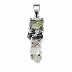 SS Moldavite, Pakimer Diamond, Meteorite Pendant