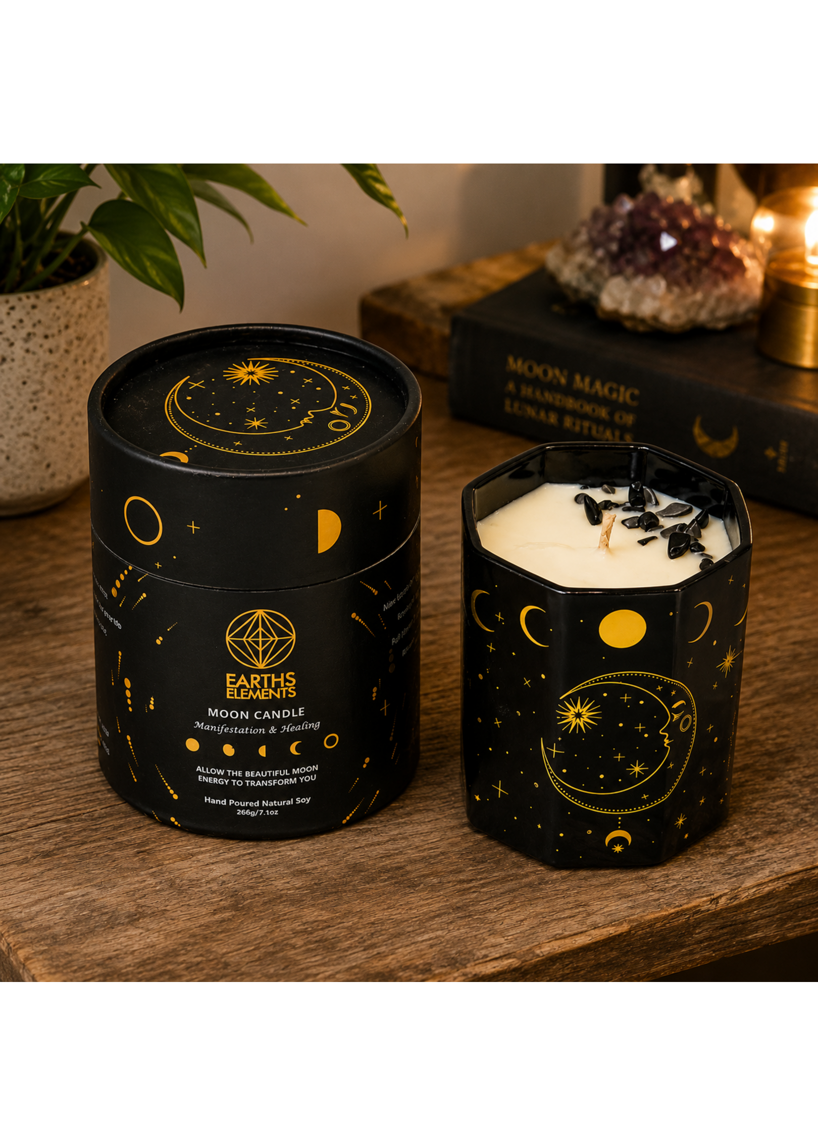 Earths Elements Gem Stone Candles Moon Phase