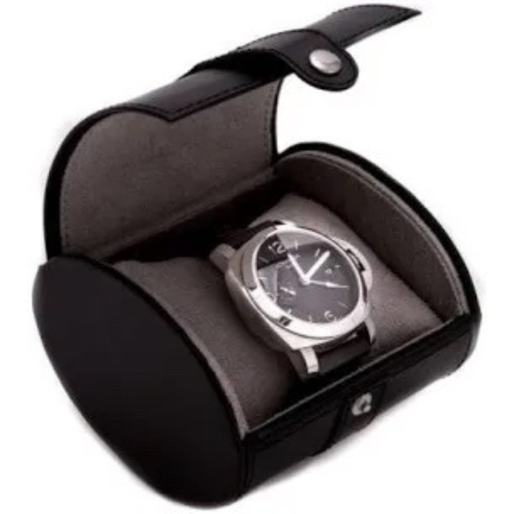 beyberk Travel Mini Leather Watch Box Round