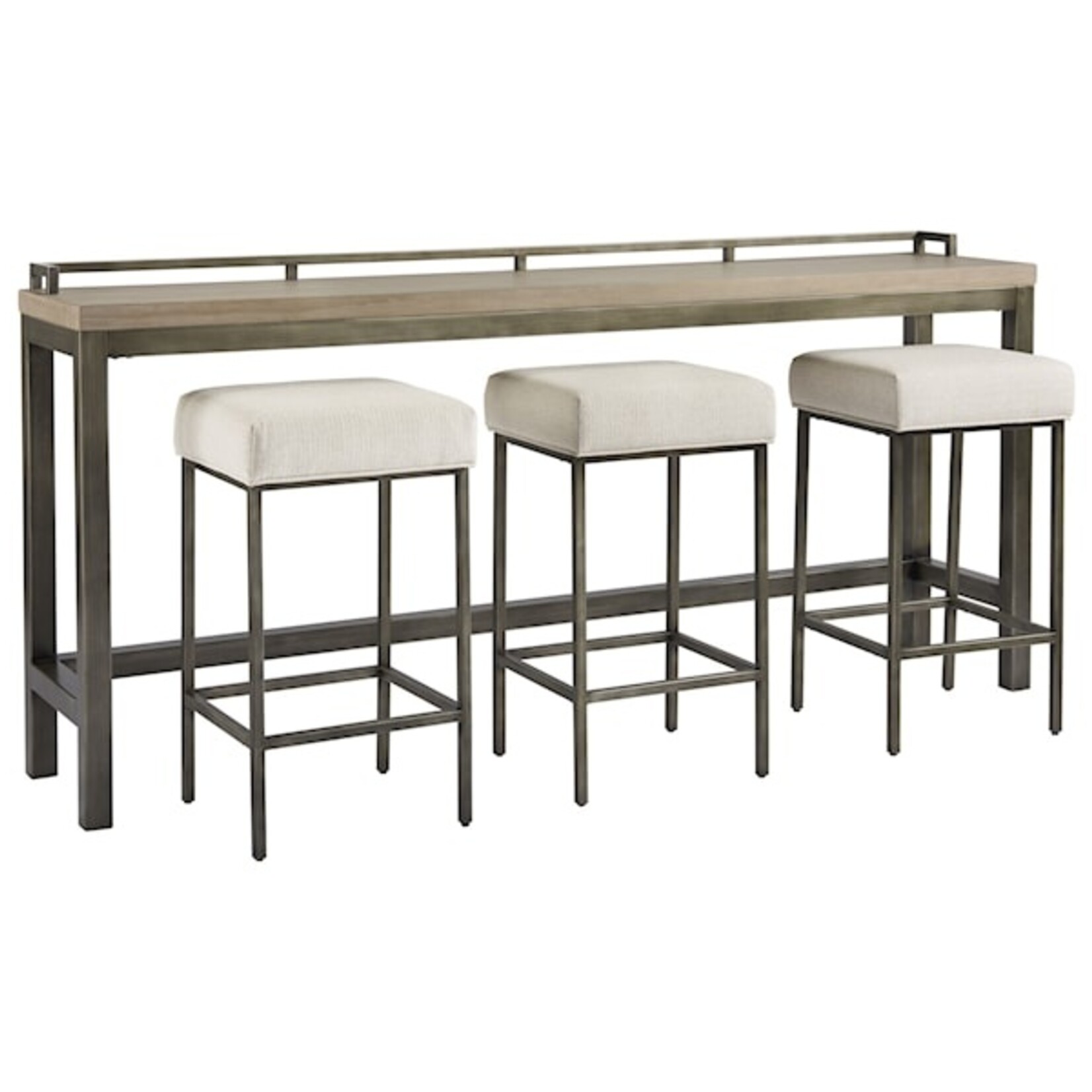 UNIVERSAL MITCHELL CONSOLE TABLE WITH 3 STOOLS