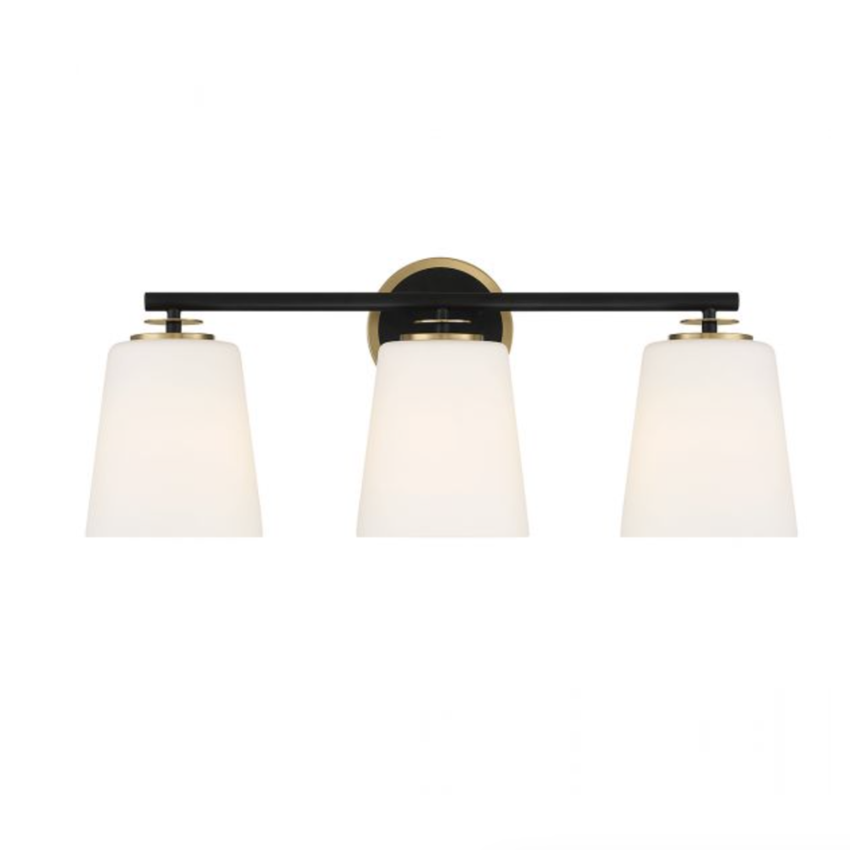 SAVOY HOUSE 3-LIGHT VANITY (MATTE BLACK/NATURAL BRASS)