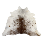 5.5' x 6' COWHIDE RUG (WHITE AND BROWN)