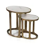 ZODAX NIKKI OVAL MARBLE AND RAW ALUMINUM NESTING TABLES