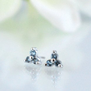 Tri-Prong Cluster with Swiss Blue Topaz