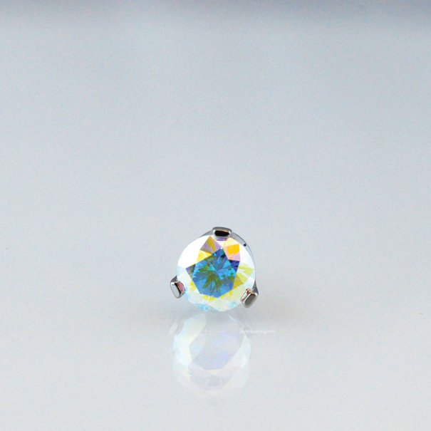Industrial Strength Threadless  Faceted Gem End 4mm