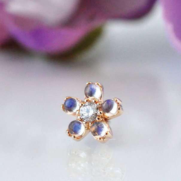 BVLA Cherry Blossom with Diamond | Rainbow Moonstone