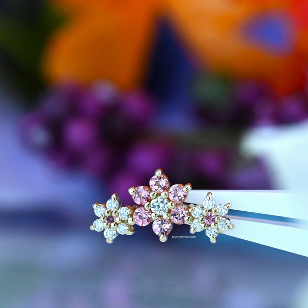 Estrella Clustered Flowers with Diamond | Padparadscha Sapphire