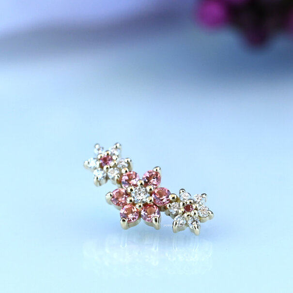 Estrella Clustered Flowers with Diamond | Padparadscha Sapphire