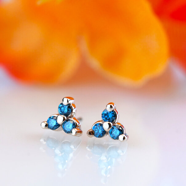 BVLA Tri-Prong Cluster with Ocean Blue Diamond