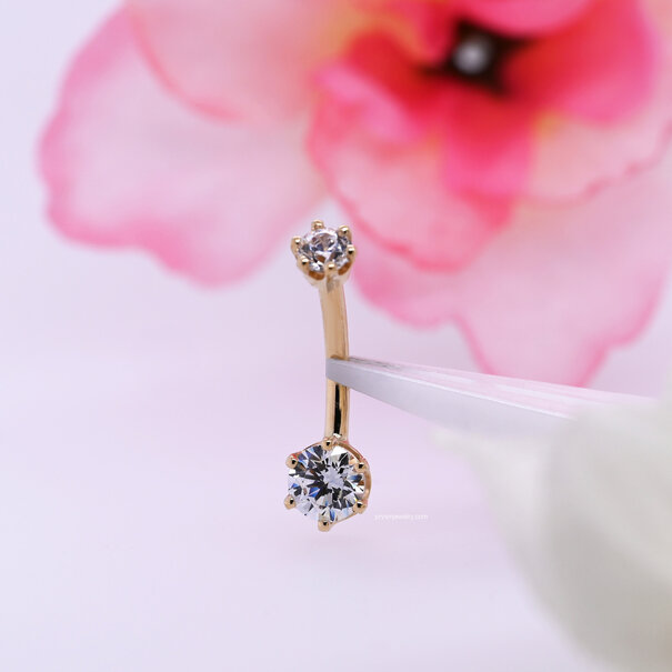 BVLA Navel Curve | Six-Prong  with White Cubic Zirconia