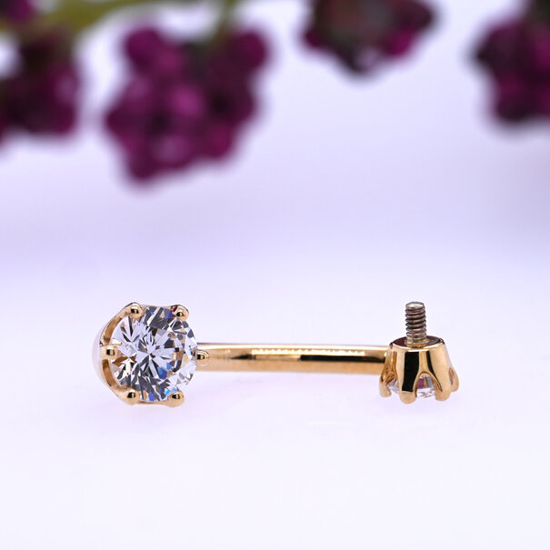 BVLA Navel Curve | Six-Prong  with White Cubic Zirconia