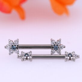 Front Facing Flowers with  Diamond |Swiss Blue Topaz